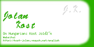 jolan kost business card